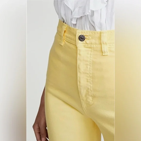 Veronica Beard Cynthia Gaucho CROP WIDE LEG JEANS Denim 12.5” Yellow sz 24 - Picture 5 of 13